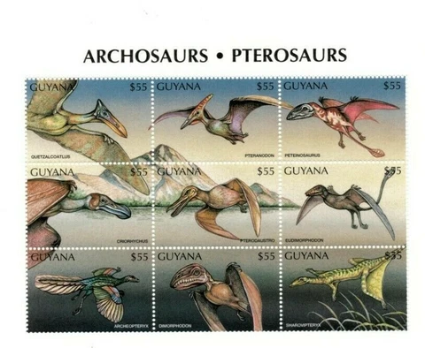 Guyana - 1997 - Dinosaurs - Sheet Of 9 Stamps - Scott #3271 - MNH Cover