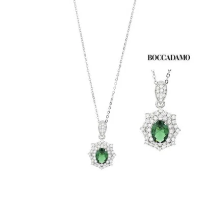 BOCCADAMO   GR860V pendente con  pietra verde ovale /  argento 925 mm - Immagine 1 di 4