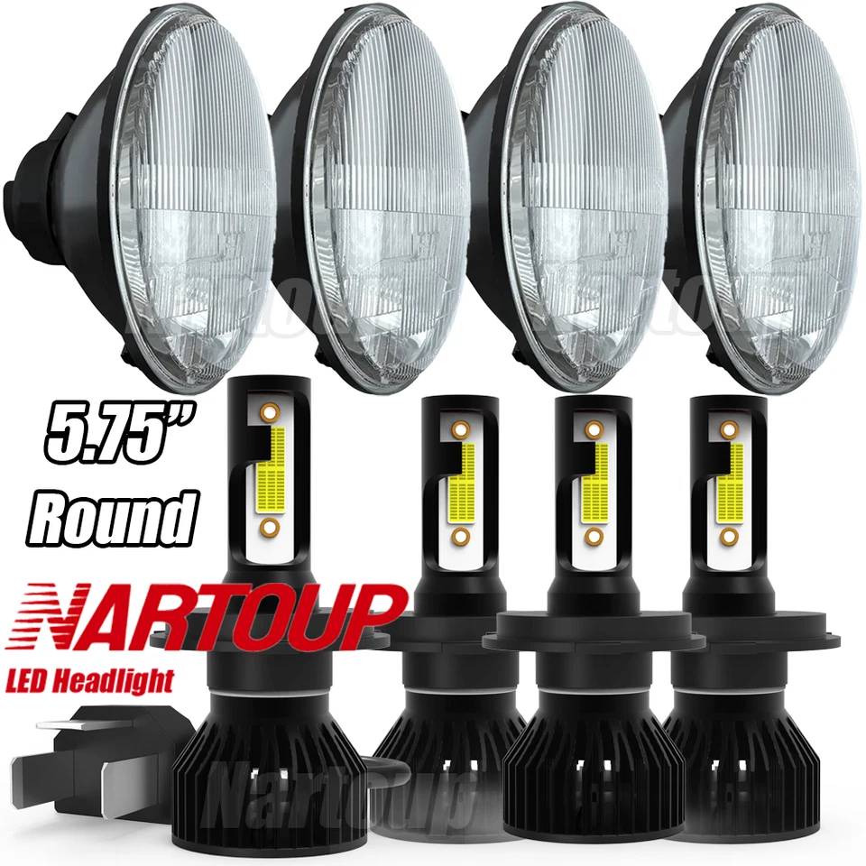 Round 5.75" 5-3/4" LED Hi/Lo Headlights for Ford Ranchero Gran Torino 1965-1976 Foto 1 de 4