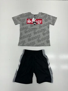 Bava Kids 2 Piece Athletic Short Sleeve Shorts Set Boys Size 4/5 - Picture 1 of 5