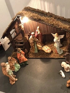 Vintage Christmas Manger Scene Nativity Italy Crèche Stable Jesus Born - Picture 1 of 12