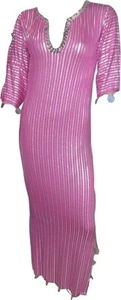 Belly Dance ( Fushia x Silver ) Nancy Stretchy Dress Galabeya Costume Baladi - Picture 1 of 4