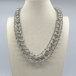 Collar de cadena bizantina RJ Graziano tono plateado hip hop vanguardista 22" - Imagen 1 de 14