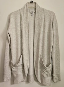 Athleta Girl Cardigan Gray XL\14 Open Front Wrap And Roll Cardigan Fleece Cozy - Picture 1 of 5