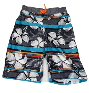 ZERO XPOSUR Boys Swimming Shorts size 8 Swim Trunks Black/yellow floral EUC - Picture 1 of 11