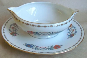 RAYNAUD LIMOGES VIEUX CHINE EMPIRE WHITE GRAVY BOAT ATTACHED UNDERPLATE(Ref6379) - Picture 1 of 2