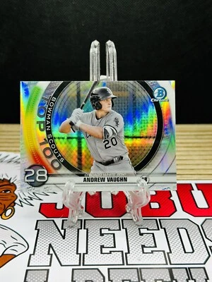 2020 Bowman Scouts Top 100 Chrome Refractor #BTP-28 Andrew Vaughn Rookie RC - Image 1 of 2