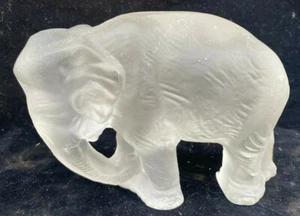 Clear Glass Elephant Opaque Bohemia Bohemian Czech Vintage Figurine Sticker - Picture 1 of 8