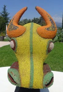Bamiléké buffalo mask 36 cm Cameroon African Art - Picture 1 of 23