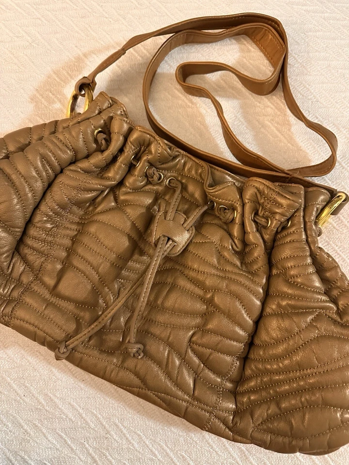 Carlos Falchi Calf Leather Medium Cinch Bag with Gold Accents - Image 1 of 4