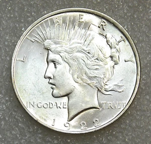 1922 Peace Silver Dollar BU Frosty White Luster in saflip #L125 - Picture 1 of 2