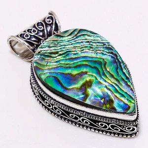 Colgante de joyería hecha a mano de plata 925 concha de abulón 2" - Imagen 1 de 2