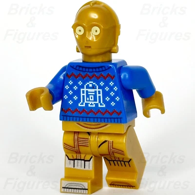 LEGO Star Wars C-3PO Minifigure Protocol Droid Holiday Sweater R2-D2 Print 75340 - Image 1 of 3