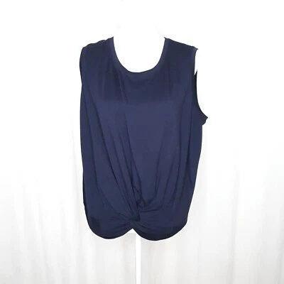 Eddie Bauer Knotted Hem Sleeveless Navy Blue Casual or Gym Top Size 1X Pre-Owned - Image 1 of 4