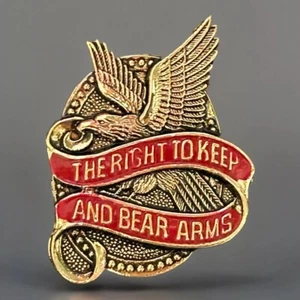 Second Amendment Pin THE RIGHT TO KEEP AND BEAR ARMS 1” Wide (P35-3) - Picture 1 of 5