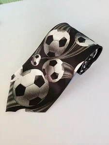 Neck Tie Black Just Balls Soccer Sports Ralph Marlin 4"W 58"L - Picture 1 of 6