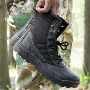 New Black Men's Military Tactical Ankle Boots Desert Combat Army Hiking Shoes - Bild 1 von 16
