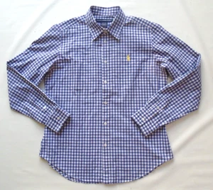 Ralph Lauren Sport Boys Size 14 Purple/White Check Yellow Pony L/S Shirt - Picture 1 of 6