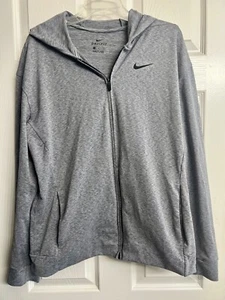 Nike Dri-Fit Full Zip Hooded Sweatshirt Track Jacket Size Medium Gray - Picture 1 of 6