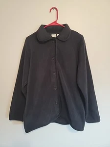 Cherokee Button Down Black Fleece Coat Collared Womens Size M - Picture 1 of 3