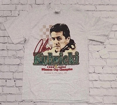 Camiseta de carreras Nascar Vintage Alan Kulwicki 1992 M Puntada simple 90s Gris Foto 1 de 4