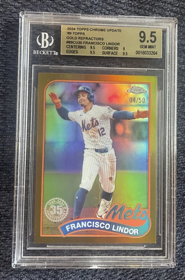 Francisco Lindor, 2024 Topps Chrome Update ’89 Topps Gold Refractor /50 BGS 9.5 Foto 1 de 2
