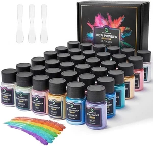 Mica Powder for Epoxy Resin, 36 Colors, 0.35 oz(10g) Bottles Mica Glitter Powder - Picture 1 of 7
