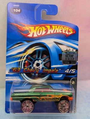 Chevy Impala #104 2006 Hot Wheels '63∞ verde; BLINGS☆HI-RAKERS☆Holograma de fábrica Foto 1 de 4