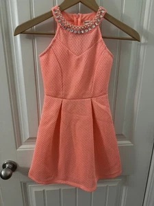 Monteau Girl, Coral Sleeveless Jeweled Girl’s 7 Formal Dress - Picture 1 of 6