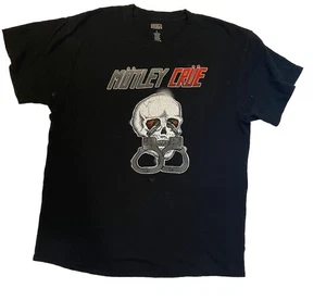Motley Crue Men's Shirt Size Large Band Tee Skull & Cuffs Tommy Lee Nikki SIx - Picture 1 of 5