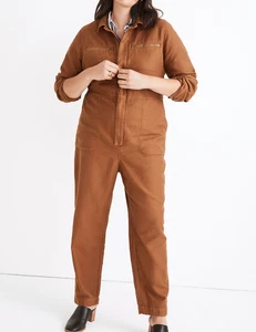 NWT Madewell Womens Zip-Pocket Coverall Jumpsuit Size 2X Brown Twill Casual - Picture 1 of 17