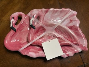 Pink Flamingo Serving Trays (2) Small Tropical Pink Flamingo Trays Decor New - Picture 1 of 6