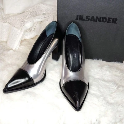 Jil Sander Bombas Tacones Bicolor Negro Plata Mujer Talla EU 35 US 5 - Imagen 1 de 4