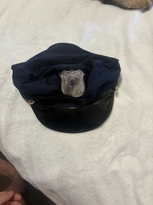 Party Costume Police Blue Hat w/Silver Badge COSPLAY Cop Patrol Officer - Image 1 of 3
