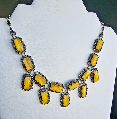 ANTIQUE MEXICAN 925 STERLING SILVER CHRYSOBERIL CAT'S-EYE UNIQUE NECKLACE 47g - Image 1 of 4