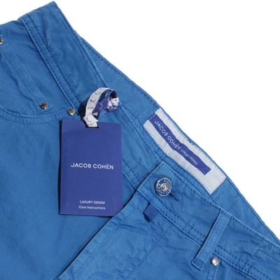 Jacob Cohen NWT 5 Pocket Jean Cut Pants Size 33 US Slim Solid Blue Cotton Blend - Image 1 of 4