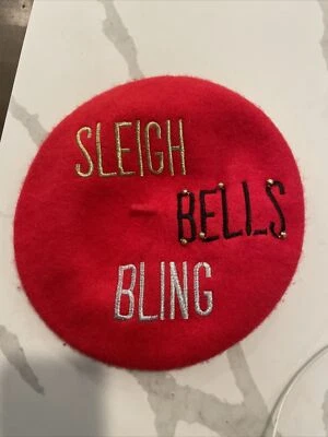 Sombrero boina de lana Charter Club Sleigh Bells Bling, rojo Foto 1 de 4