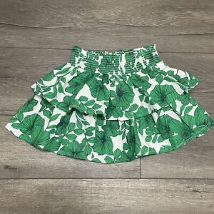 Crew Cuts Girls Smocked Skirt Floral Printed Poplin Green White Sz 4-5 NWT
