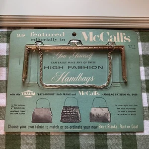 Vintage McCall's "Easy-Mount" Bag Frame Traum for Pattern 6466 7" Gold Finish - Picture 1 of 11