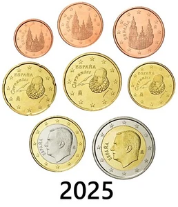 SPANIEN SPAIN - KMS 2025 SET 3.88€ 1 Cent bis 2 Euro UNC - Bild 1 von 6