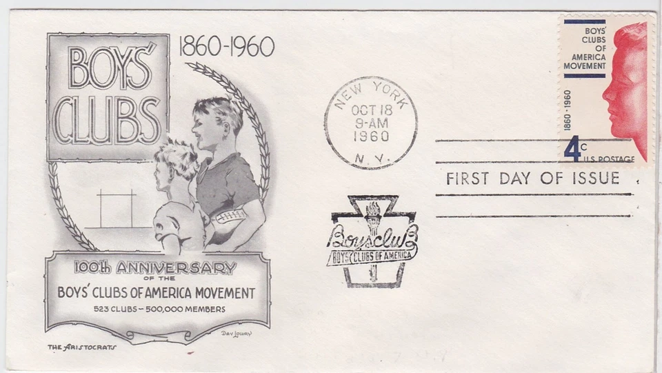 TurtlesTradingPost- Boys Clubs of America -1960  #1163  FDC Aristocrats Cachet - Image 1 of 1