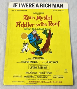 FIDDLER ON THE ROOF 1964 If I Were A Rich Man ZERO MOSTEL Vintage Sheet Music - Picture 1 of 5