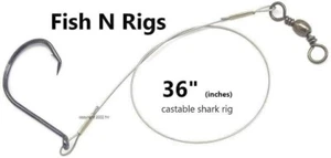 Plataforma líder de pesca de tiburones fundible de 3' ~ 10/0 x 4X gancho circular mostaza cable de 200 lb - Imagen 1 de 8