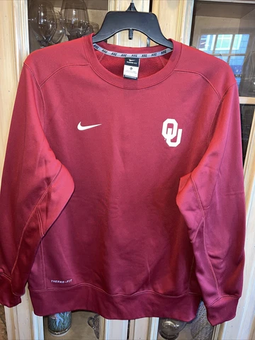 Oklahoma U XL Sooners Sweatshirt Team Issued Player Coach therma-fit OU Nike Cover
