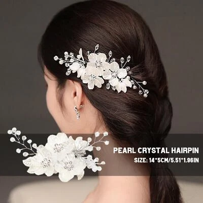 HOT Bridal Crystal Pearl Flower Hair Clip Hair Jewelry Wedding Hair Accessory - Image 1 of 4