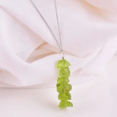 Natural Raw Peridot Gemstone Pendant Dainty Necklace Healing Gemstone Jewelry - Image 1 of 4