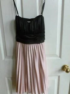 Junior M Strapless/Spagetti Strap Dress: Black Gathered Bodice, Pink Soft Pleats - Picture 1 of 7