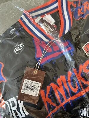 New York Knicks Men’s Mitchell & Ness Sticker Reversible Jacket New NBA Coat - Image 1 of 4