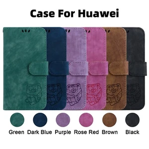 Funda para Huawei Cartera de Cuero Abatible Linda Tigre Antigolpes Pata de Cabra Cubiertas - Imagen 1 de 95