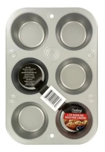 6 Cup Muffin Cooking Pan Steel Non-Stick Bakeware Baking Muffins & Cupcakes - Picture 1 of 6
